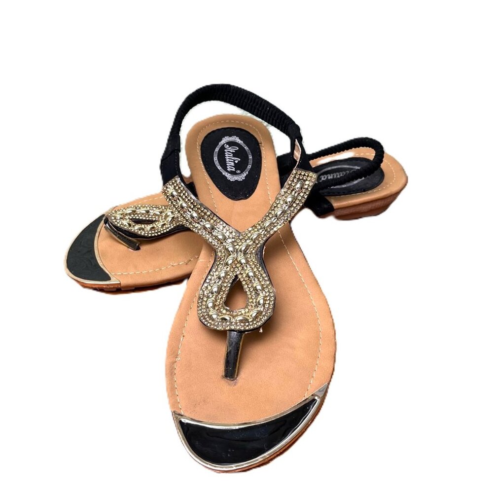 Women's size 8.5 Italina gold thong sandals EUC